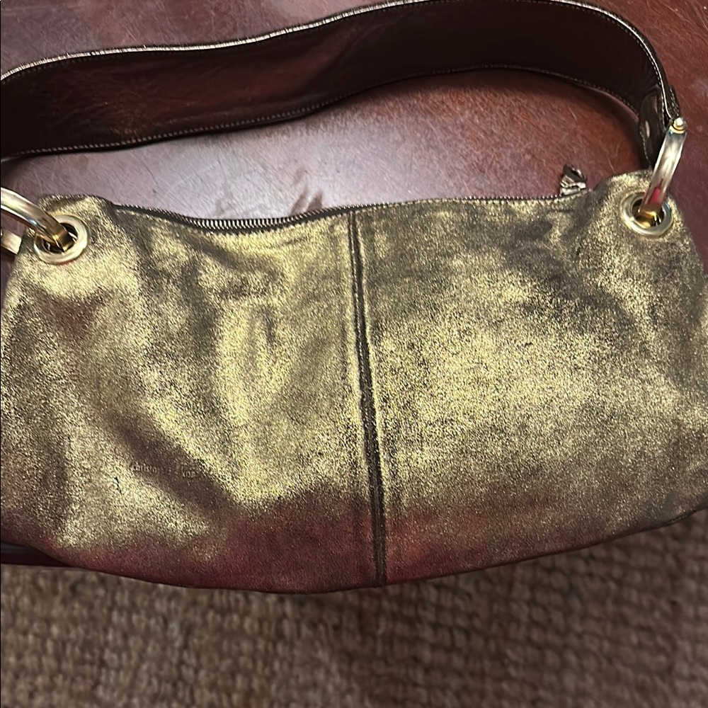 Gold Vintage Shoulder Bag with Shimmering Finish